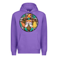 Purple fall gnomes round earrings 1 Premium Hoodie - Artiststas