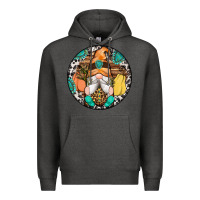 Charcoal Heather fall gnomes round earrings 1 Premium Hoodie - Artiststas