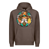 Coffee fall gnomes round earrings 1 Premium Hoodie - Artiststas
