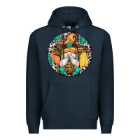 Navy fall gnomes round earrings 1 Premium Hoodie - Artiststas