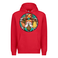 Red fall gnomes round earrings 1 Premium Hoodie - Artiststas