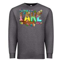 Charcoal Heather living on lake time Premium Sweatshirt - texasbilliewilder