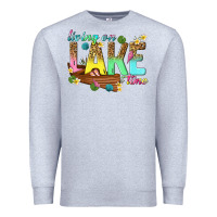 Heather Grey living on lake time Premium Sweatshirt - texasbilliewilder