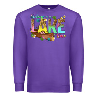 Purple living on lake time Premium Sweatshirt - texasbilliewilder