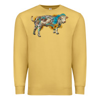 Antique Gold charolais bull with sunflowers and gemstone western patterns Premium Sweatshirt - RanaPortraitStore