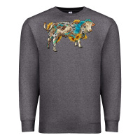 Charcoal Heather charolais bull with sunflowers and gemstone western patterns Premium Sweatshirt - RanaPortraitStore