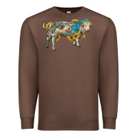 Chestnut charolais bull with sunflowers and gemstone western patterns Premium Sweatshirt - RanaPortraitStore