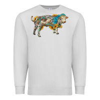 Dove Grey charolais bull with sunflowers and gemstone western patterns Premium Sweatshirt - RanaPortraitStore