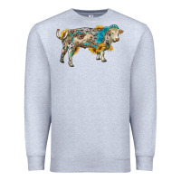 Heather Grey charolais bull with sunflowers and gemstone western patterns Premium Sweatshirt - RanaPortraitStore