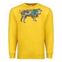 Lemon charolais bull with sunflowers and gemstone western patterns Premium Sweatshirt - RanaPortraitStore