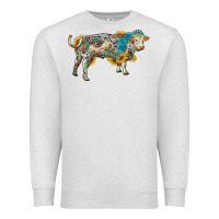 Oatmeal Heather charolais bull with sunflowers and gemstone western patterns Premium Sweatshirt - RanaPortraitStore