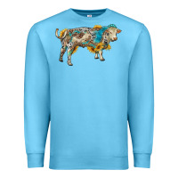 Ocean Blue charolais bull with sunflowers and gemstone western patterns Premium Sweatshirt - RanaPortraitStore