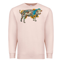 Pale Pink charolais bull with sunflowers and gemstone western patterns Premium Sweatshirt - RanaPortraitStore