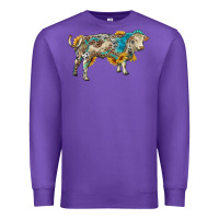 Purple charolais bull with sunflowers and gemstone western patterns Premium Sweatshirt - RanaPortraitStore