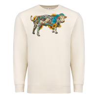 Sandshell charolais bull with sunflowers and gemstone western patterns Premium Sweatshirt - RanaPortraitStore