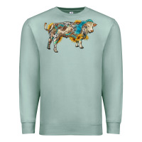 Seafoam charolais bull with sunflowers and gemstone western patterns Premium Sweatshirt - RanaPortraitStore