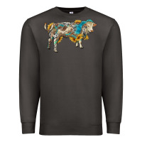 Smoke charolais bull with sunflowers and gemstone western patterns Premium Sweatshirt - RanaPortraitStore