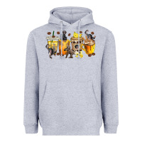 Heather Grey monkey coffee cups Heavyweight Hoodie - texasbilliewilder
