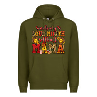 Army Green somebody's loud mouth softball mama Premium Hoodie - Jasminsmagicworld