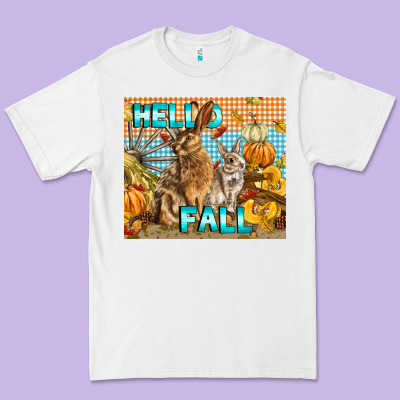 Hello Fall Rabbit Premium Tee Designed By Lillyallendesigns