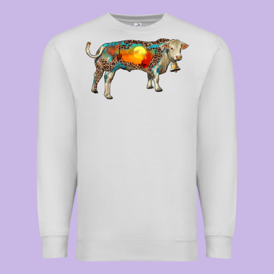 Charolais Bull With Desert And Leopard Premium Sweatshirt Designed By Ranaportraitstore