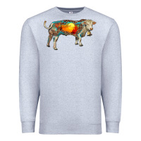 Heather Grey charolais bull with desert and leopard Premium Sweatshirt - RanaPortraitStore
