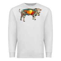 Oatmeal Heather charolais bull with desert and leopard Premium Sweatshirt - RanaPortraitStore