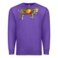 Purple charolais bull with desert and leopard Premium Sweatshirt - RanaPortraitStore