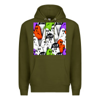 Army Green boo ghosts seamless pattern Premium Hoodie - BundleAndBundleShop