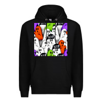 Black boo ghosts seamless pattern Premium Hoodie - BundleAndBundleShop
