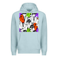 Blue Mist boo ghosts seamless pattern Premium Hoodie - BundleAndBundleShop