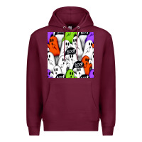 Burgundy boo ghosts seamless pattern Premium Hoodie - BundleAndBundleShop