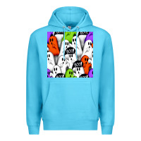 Ocean Blue boo ghosts seamless pattern Premium Hoodie - BundleAndBundleShop
