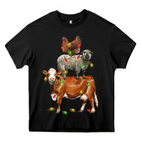 Black Christmas cow sheep and chicken Heavy Core Tee - LillyAllenDesigns