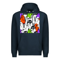 Navy boo ghosts seamless pattern Premium Hoodie - BundleAndBundleShop
