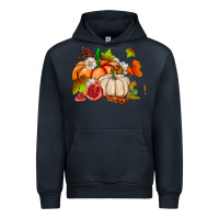 Navy pumpkins daisies and fall leaf's ado Urban Hoodie - AdoDesignShop