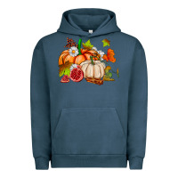 Pigment Midnight Navy pumpkins daisies and fall leaf's ado Urban Hoodie - AdoDesignShop