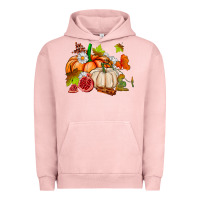 Pigment Salmon pumpkins daisies and fall leaf's ado Urban Hoodie - AdoDesignShop