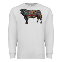 Dove Grey black angus bull with western patterns Premium Sweatshirt - RanaPortraitStore