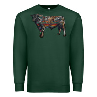 Sports Green black angus bull with western patterns Premium Sweatshirt - RanaPortraitStore