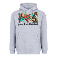 Heather Grey peace love australian shepherd Heavyweight Hoodie - texasbilliewilder
