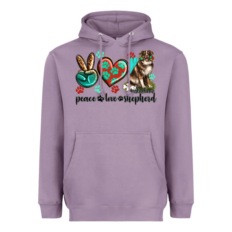 Peace Love Australian Shepherd Heavyweight Hoodie by texasbilliewilder | Teevron