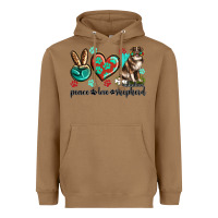 Toasted Coconut peace love australian shepherd Heavyweight Hoodie - texasbilliewilder