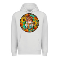 Dove Grey fall gnomes round earrings 2 Premium Hoodie - Artiststas
