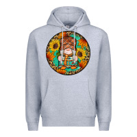 Heather Grey fall gnomes round earrings 2 Premium Hoodie - Artiststas