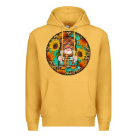 Mustard fall gnomes round earrings 2 Premium Hoodie - Artiststas