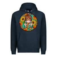 Navy fall gnomes round earrings 2 Premium Hoodie - Artiststas