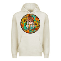 Oatmeal Heather fall gnomes round earrings 2 Premium Hoodie - Artiststas