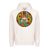 Pale Pink fall gnomes round earrings 2 Premium Hoodie - Artiststas