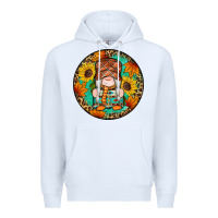 White fall gnomes round earrings 2 Premium Hoodie - Artiststas